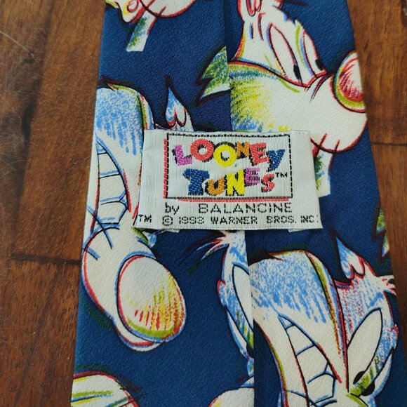 Looney Tunes Vintage 100% Silk Tie Sylvester & Tweetie Hand Made By Balancine - Picture 6 of 8
